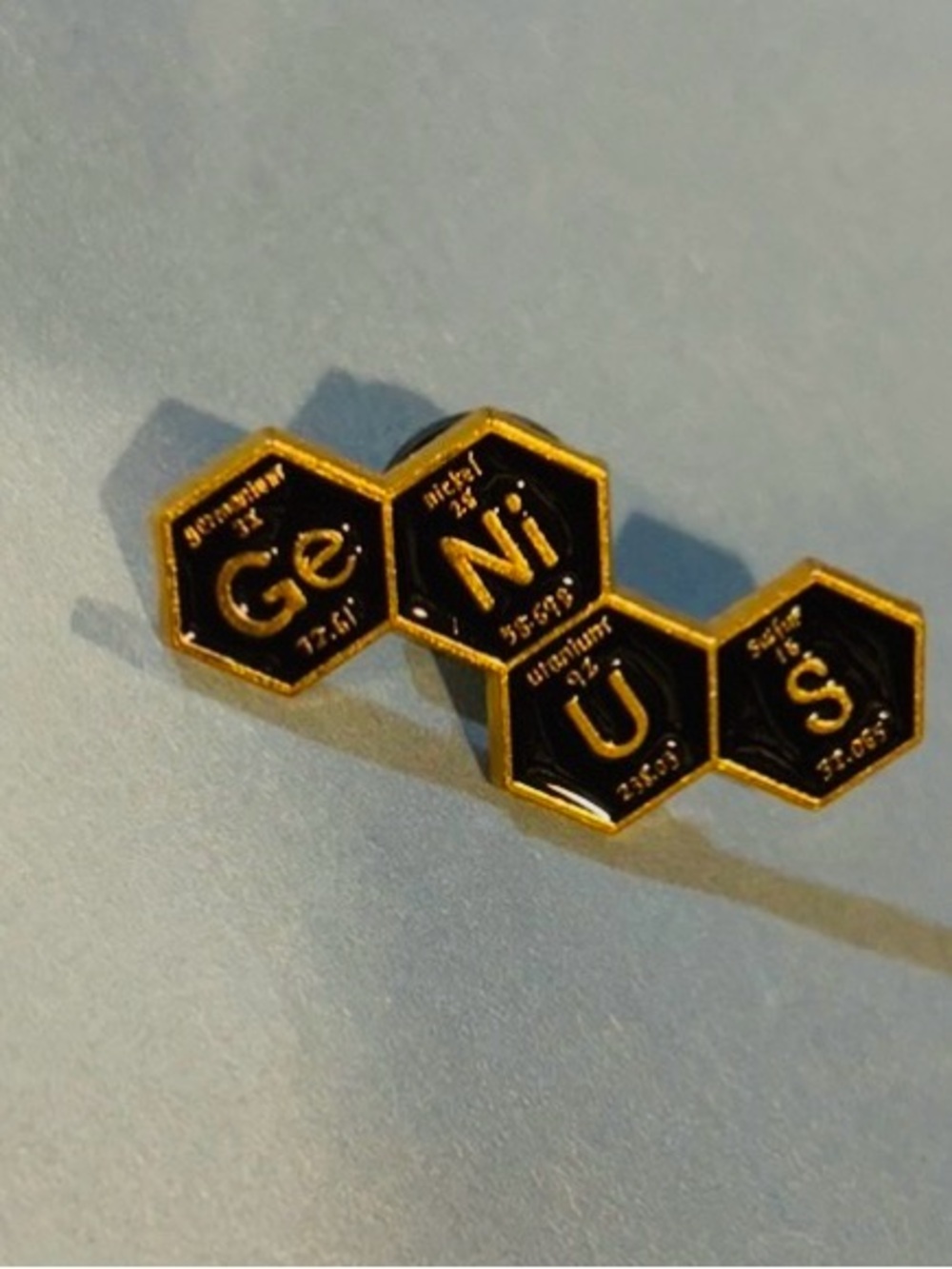 Genius Elemental Hex Pin - Black and Gold Enamel
